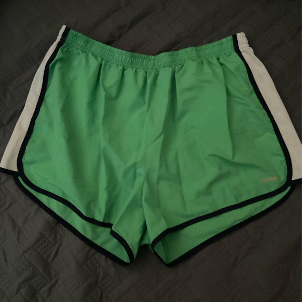 Reebok Bright Green Athletic Shorts with Black and White Trim